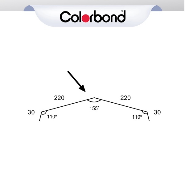 Ridge Capping Trimdek - 220mm (30x220x220x30 - 155deg) COLORBOND® logo
