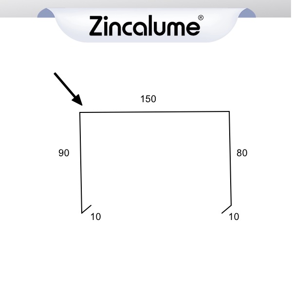 Parapet Capping 150mm - (10x90x150x80x10)ZINCALUME® logo