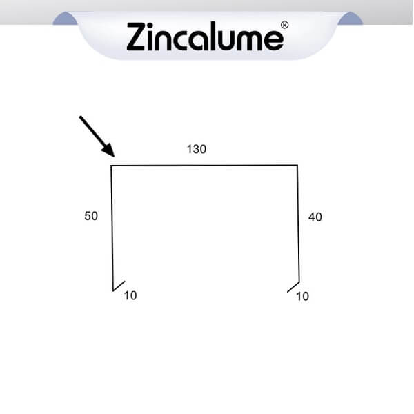 Parapet Capping 130mm - (10x50x130x40x10) ZINCALUME® logo